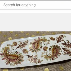 Lenox Paisley Design Serving Platter with Gold and Brown Accents